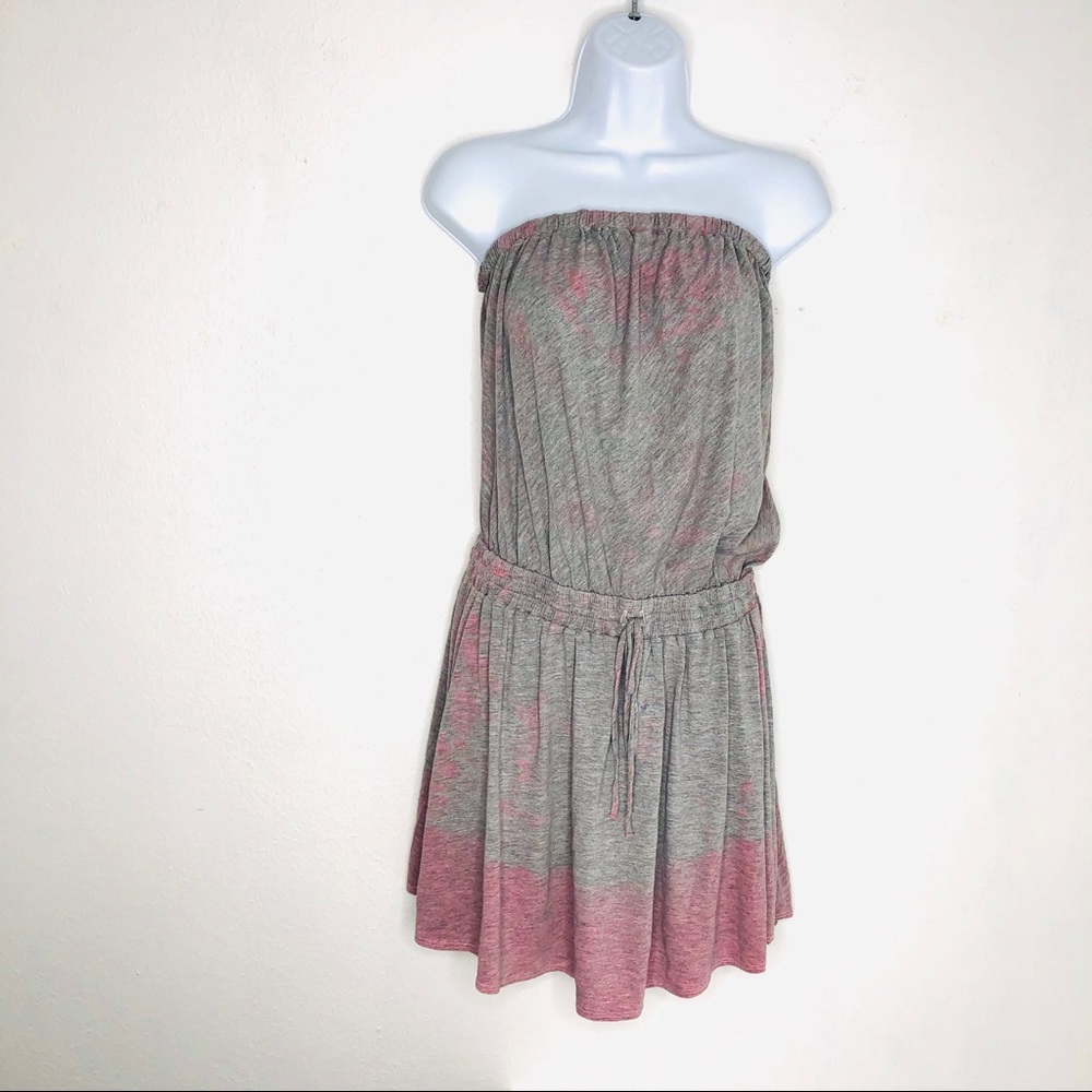 Gypsy 05 Strapless Pink and Grey Tie Dye Dress S